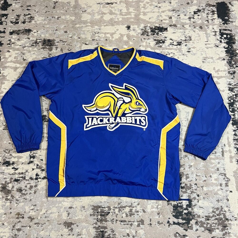 Vintage South Dakota State SDSU Jackrabbits Pullover Jacket Mens Sz L Blue NCAA